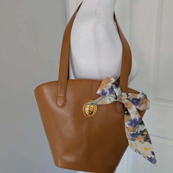 Authentic Vintage Christian Dior Caramel Leather Tote Bag - Picture 2 of 11